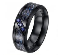 OAKKY Alliance Homme Bague Dragon incrustée de Zirconia Acier Inoxydable Symbole de Puissance Noir Bleu Taille 68