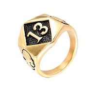 OAKKY Ancien Diable Crâne Maléfique Chanceux Nombre 13 Bague Homme Acier Inoxydable Rock Hip Hop Moto Gothique Motard Or Noir Taille 65