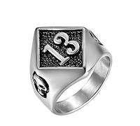OAKKY Ancien Diable Crâne Maléfique Chanceux Nombre 13 Bague Homme Acier Inoxydable Rock Hip Hop Moto Gothique Motard Étroit Argent Taille 57