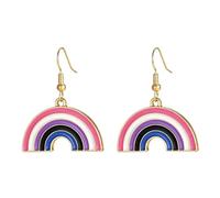OAKKY Arc-En-Ciel Arche Boucles D'Oreilles Pour LGBTQ+ Pride Ton Or Demi-Cercle Dangles 6 Bandes Gay Pride Bijoux Tombantes Pour Défilé Pride L'Amour Est L'Amour Accessoires