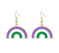 OAKKY Arc-En-Ciel Arche Boucles D'Oreilles Pour LGBTQ+ Pride Ton Or Demi-Cercle Dangles 6 Bandes Gay Pride Bijoux Tombantes Pour Défilé Pride L'Amour Est L'Amour Accessoires