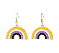 OAKKY Arc-En-Ciel Arche Boucles D'Oreilles Pour LGBTQ+ Pride Ton Or Demi-Cercle Dangles 6 Bandes Gay Pride Bijoux Tombantes Pour Défilé Pride L'Amour Est L'Amour Accessoires