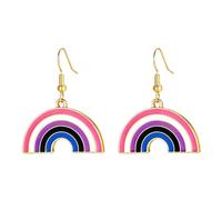 OAKKY Arc-En-Ciel Arche Boucles D'Oreilles Pour LGBTQ+ Pride Ton Or Demi-Cercle Dangles 6 Bandes Gay Pride Bijoux Tombantes Pour Défilé Pride L'Amour Est L'Amour Accessoires