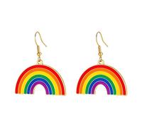 OAKKY Arc-En-Ciel Arche Boucles D'Oreilles Pour LGBTQ+ Pride Ton Or Demi-Cercle Dangles 6 Bandes Gay Pride Bijoux Tombantes Pour Défilé Pride L'Amour Est L'Amour Accessoires