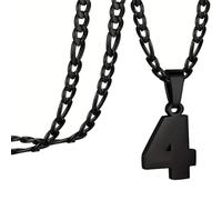 OAKKY Athlètes Numéro 0-99 Pendentif Collier pour Hommes Femmes Acier Inoxydable Anges Numéros Colliers Bijoux de Sport Cool Hip Hop avec Chaîne Noir 4