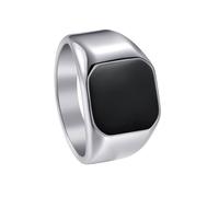 OAKKY Bague Acier Inoxydable Men's Simple Carré Multi Couleur Pierre Rétro Trend Mariage Pierre Noire Argent Taille 70