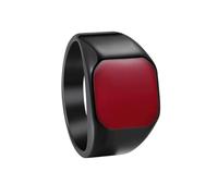 OAKKY Bague Acier Inoxydable Men's Simple Carré Multi Couleur Pierre Rétro Trend Mariage Pierre Rouge Noir Taille 70