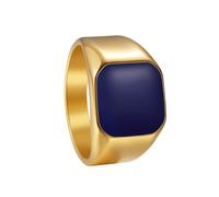 OAKKY Bague Acier Inoxydable Men's Simple Carré Multi Couleur Pierre Rétro Trend Mariage Pierre Violette Or Taille 60