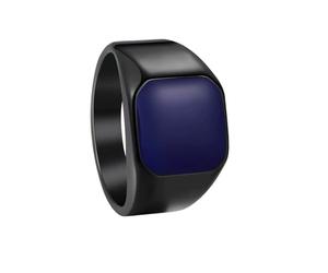 OAKKY Bague Acier Inoxydable Men's Simple Carré Multi Couleur Pierre Rétro Trend Mariage Pierre Violette Noir Taille 60