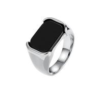 OAKKY Bague Acier Inoxydable Men's Simple Poli Noir Pierre Trend Personnalité Tempérament Mariage Argent Taille 62