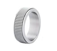 OAKKY Bague Acier Inoxydable Unisex Rotatif 8MM Amulette Outdoor Retro Nouveauté Trend Festival Mariage Argent Taille 65