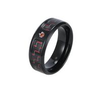 OAKKY Bague Acier Inoxydable Zircone Personnalité Tendue Ligne Colorée Retro Simple Anniversaire Fête pour Homme et Femme Noir Rouge Taille 70
