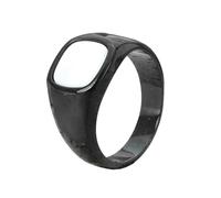 OAKKY Bague Carrée Minimaliste Coquillage Blanc pour Hommes Femmes Acier Inoxydable Poli Bande Géométrique Simple Bijou Noir Taille 57