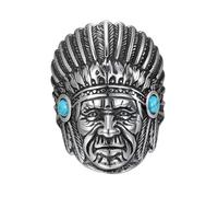 OAKKY Bague Chef Amérindien pour Homme Acier Inoxydable Rétro Personnalisée avec Turquoise Âme Nomade Inflexible Taille 57