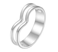 OAKKY Bague Cœur Empilable pour Hommes Femmes Design Openwork Audacieux Acier Inoxydable Moderne Minimaliste Anniversaire Amour Bijou Argent Taille 62