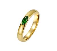 OAKKY Bague Dôme Pierre de Naissance à Lunette pour Femmes | Acier Inoxydable Doré, Bande de Promesse Minimaliste, Bijou Poli Empilable Élégant