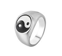 OAKKY Bague Équilibre Yin Yang Taiji Bagua pour Hommes et Femmes Acier Inoxydable Bague Talisman Spirituel I Ching Taoïsme Zen Argent Taille 60