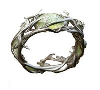 OAKKY Bague Fairycore pour Femme en Métallique avec Branches Et Vignes | Acier Inoxydable Vintage avec Pierre Verte Ovale, Bague Statement Artisan Boho, Fantasy Elfique
