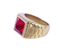 OAKKY Bague Homme Femme Acier Inoxydable Simple Imitation Pierre Retro Tendance Exquis Festival Mariage Pierre Rouge Taille 60