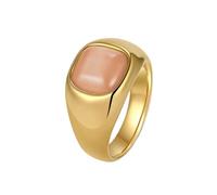 OAKKY Bague Homme Femme Acier Inoxydable Tendance Incrustation Pierre Frais Exquis Style Retro Cadeau Mariage Or Orange Taille 62