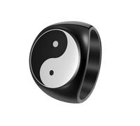 OAKKY Bague Homme Tai Chi Yin Yang Bagua Équilibre Acier Inoxydable Taoïsme Zen Spirits Talisman Bague Personnalisée Or Taille 60