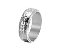 OAKKY Bague Martelé 8mm pour Hommes | Dôme en Acier Inoxydable avec Bords Biseautés Haute Brillance, Look Forgé à la Main Unique, Bague de Mariage
