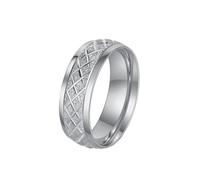 OAKKY Bague Mate pour Hommes Femmes Bagues Géométrique Texturée Minimaliste Acier Inoxydable Bijou de Déclaration Argent Taille 65