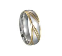 OAKKY Bague Men's Women's Stainless Steel Doré Rayures Obliques Tendance Rétro Simple Exquis Festival Anniversaire Couple 6MM Taille 52