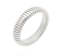 OAKKY Bague Ondulation Géométrique Minimaliste 5mm Empilable pour Femmes Hommes Bande Acier Inoxydable à Couches avec Rayures Parallèles Argent Taille 60