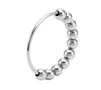 OAKKY Bague Rotatif Perlé En Relief Pour Femmes Argent Taille 60