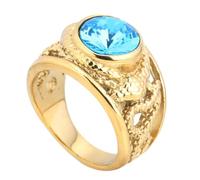 OAKKY Bague Serpent Homme avec Pierre Bleue Bande Ton Or Antique avec Sculpture Animale Totem Vintage Punk Gothique Bijou Déclaration pour Hommes Acier Inoxydable Taille 65