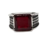 OAKKY Bague Signet Industrielle Vintage pour Hommes | Acier Inoxydable Argent Antique, Bague de Promesse à Tige Damier Géométrique