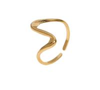OAKKY Bague Vague Courbe Ouverte pour Hommes Bague Acier Inoxydable Réglable Ligne Fluide Bijou Minimaliste Or