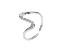 OAKKY Bague Vague Courbe Ouverte pour Hommes Bague Acier Inoxydable Réglable Ligne Fluide Bijou Minimaliste Argent