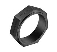 OAKKY Bague Vertus Gravées Heptagone Vintage Unisexe | Acier Inoxydable, Bague Signet Industrielle Géométrique Rotative, Espoir et Foi