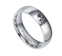 OAKKY Bagues De Promesse Crâne Et Rose Pour Couples Argent-6MM Taille 62
