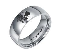 OAKKY Bagues De Promesse Crâne Et Rose Pour Couples Argent-8MM Taille 57