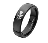 OAKKY Bagues De Promesse Crâne Et Rose Pour Couples Noir-6MM Taille 57