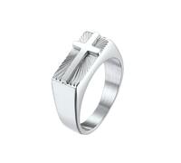 OAKKY Bagues Mariage Homme Acier Inoxydable Sceau Lumière Sacrée Croix Rétro Hip Hop Tendance Dominant Fête Cadeau Argent Taille 68