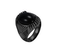 OAKKY Bijoux Acier Inoxydable Unisexe Rétro Punk Pierre Noire Anneaux Personnalité Biker Style Dur Cadeau Dominateur Noir Taille 60