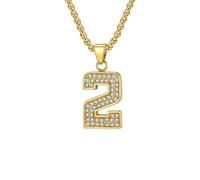 OAKKY Bijoux Rétro Zircon Chiffres Porte-Bonheur Hip Hop Rue Personnalité Tendance Basket Chiffres 0-9 Talisman Colliers Or 2 Avec Chaîne