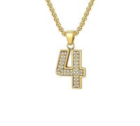 OAKKY Bijoux Rétro Zircon Chiffres Porte-Bonheur Hip Hop Rue Personnalité Tendance Basket Chiffres 0-9 Talisman Colliers Or 4 Avec Chaîne