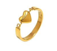 OAKKY Bijoux Unisex Design Personnalisé Acier Inoxydable Petit Cœur Lien Femme Retro Mariage Anniversaire Diplôme Bagues Or Taille 54