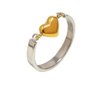 OAKKY Bijoux Unisex Design Personnalisé Acier Inoxydable Petit Cœur Lien Femme Retro Mariage Anniversaire Diplôme Bagues Argent Or Taille 57
