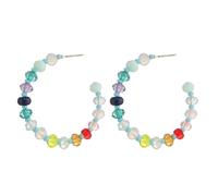 OAKKY Boucles D'Oreilles C Cerceaux Perles Facettées Colorées Pour Femmes Acier Inoxydable Perle Cristal Massif Dangle Rétro Statement Bijoux Amusants Accessoires De Fête Pour Elle Style 1