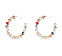 OAKKY Boucles D'Oreilles C Cerceaux Perles Facettées Colorées Pour Femmes Acier Inoxydable Perle Cristal Massif Dangle Rétro Statement Bijoux Amusants Accessoires De Fête Pour Elle Style 3