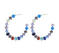 OAKKY Boucles D'Oreilles C Cerceaux Perles Facettées Colorées Pour Femmes Acier Inoxydable Perle Cristal Massif Dangle Rétro Statement Bijoux Amusants Accessoires De Fête Pour Elle Style 2