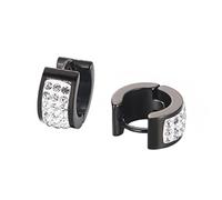 OAKKY Carré Unique Cool Coloré Cristal Doublé Petites Boucles d'Oreilles Huggie Hoop en Forme de C pour Hommes Femmes en Acier Inoxydable Clou d'Oreille Piercings Blanc Noir