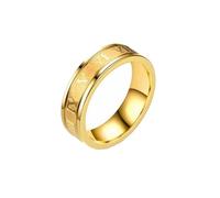 OAKKY Chiffres Romains Non Tournants Anneaux 6MM Simple Bijoux Elégants pour Hommes Femmes en Acier Inoxydable Or Taille 65