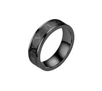 OAKKY Chiffres Romains Non Tournants Anneaux 6MM Simple Bijoux Elégants pour Hommes Femmes en Acier Inoxydable Noir Taille 60